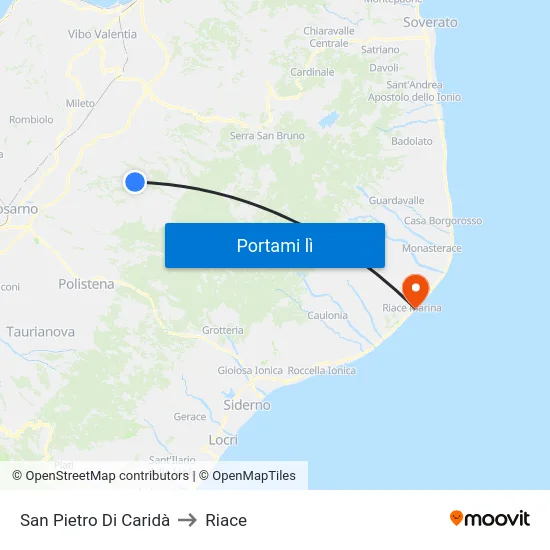 San Pietro Di Caridà to Riace map