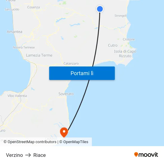 Verzino to Riace map