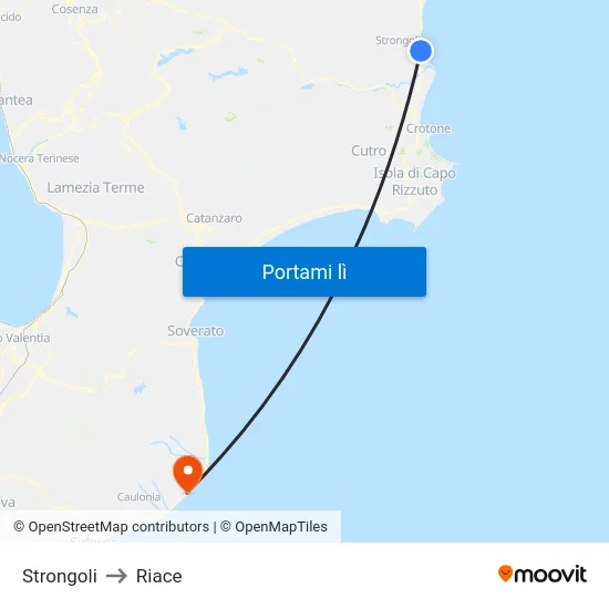 Strongoli to Riace map