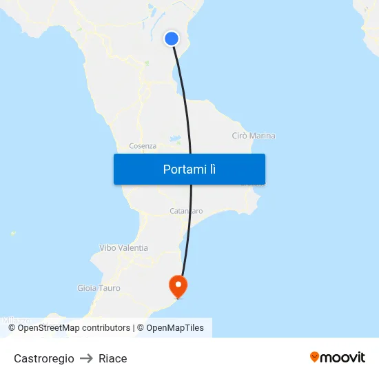 Castroregio to Riace map
