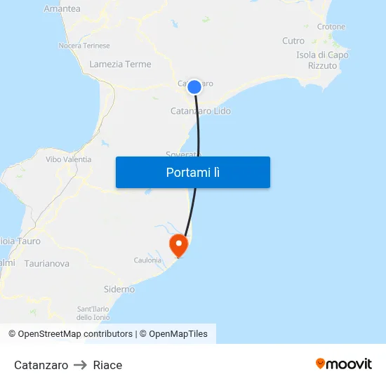Catanzaro to Riace map