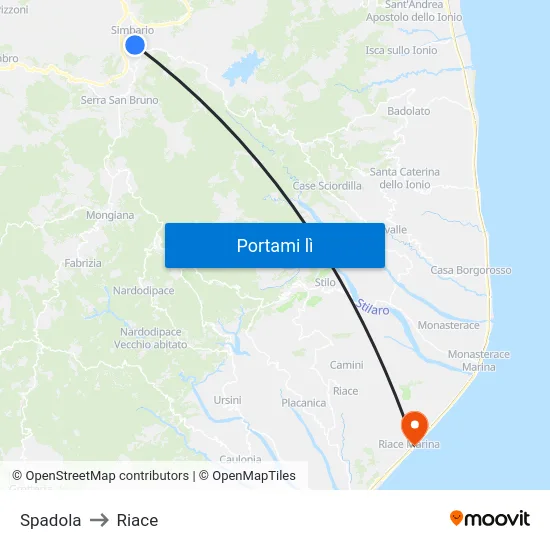 Spadola to Riace map