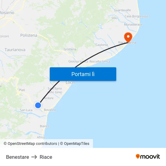 Benestare to Riace map
