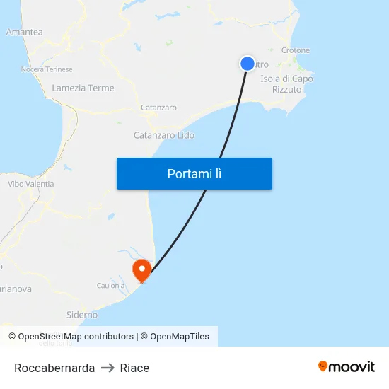 Roccabernarda to Riace map
