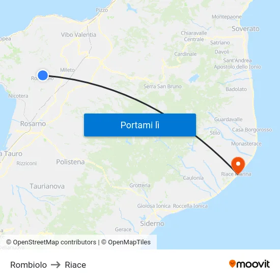 Rombiolo to Riace map