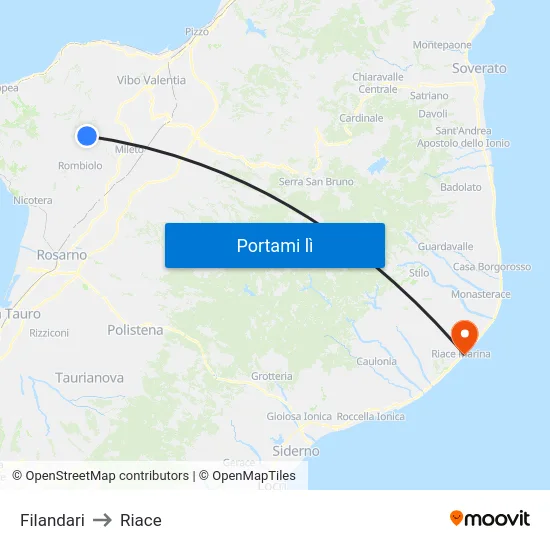 Filandari to Riace map