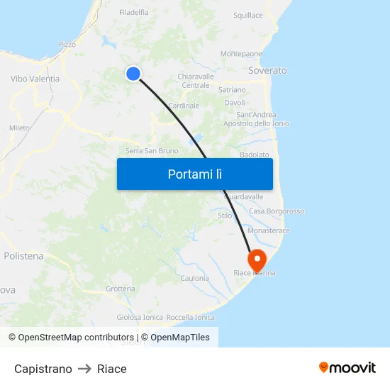 Capistrano to Riace map
