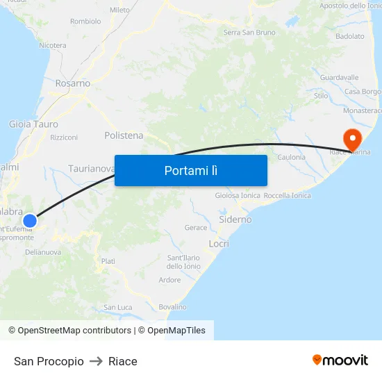 San Procopio to Riace map