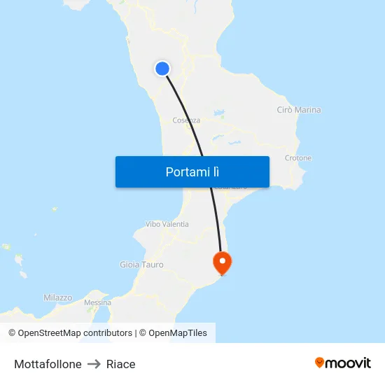 Mottafollone to Riace map