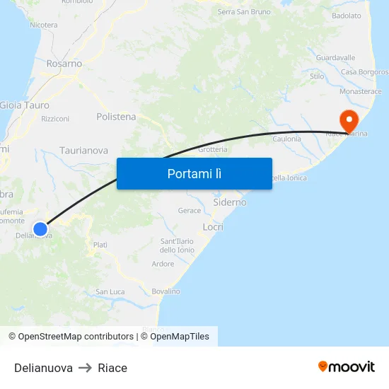 Delianuova to Riace map