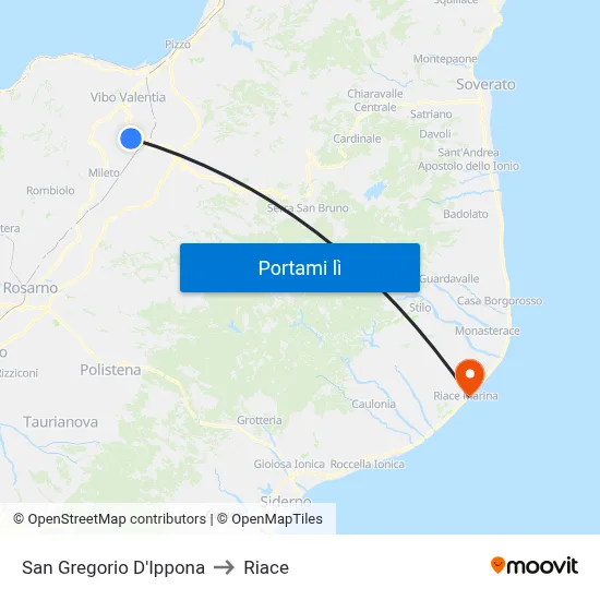 San Gregorio D'Ippona to Riace map