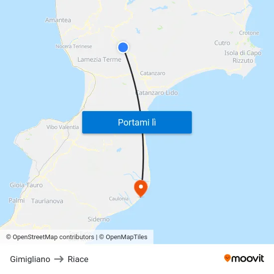 Gimigliano to Riace map
