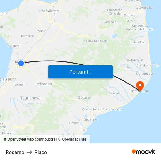 Rosarno to Riace map
