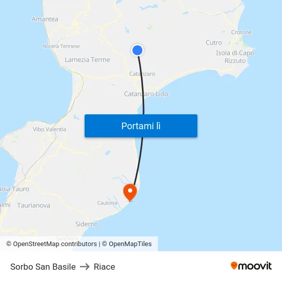 Sorbo San Basile to Riace map