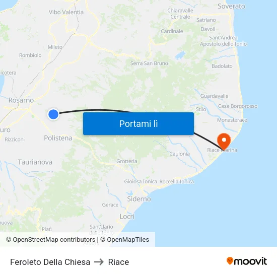 Feroleto Della Chiesa to Riace map