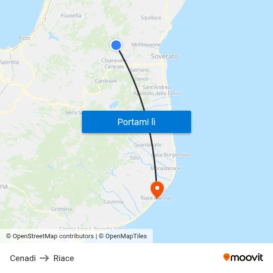 Cenadi to Riace map