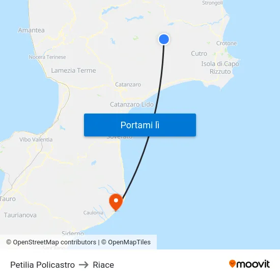 Petilia Policastro to Riace map
