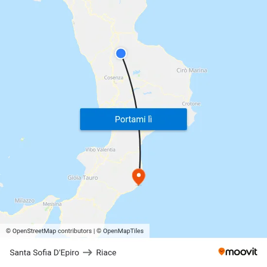 Santa Sofia D'Epiro to Riace map
