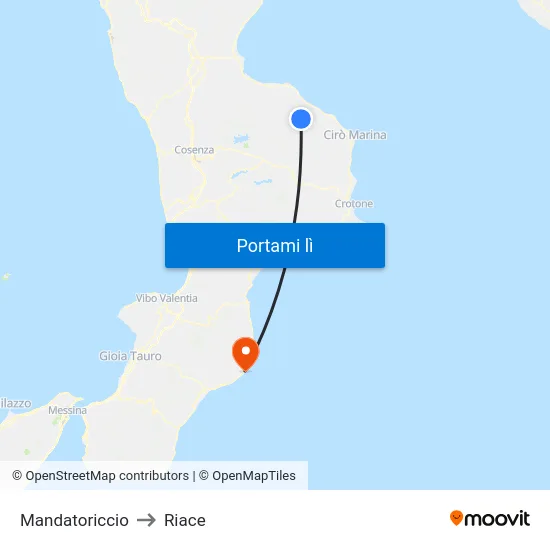 Mandatoriccio to Riace map