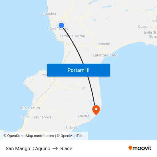San Mango D'Aquino to Riace map