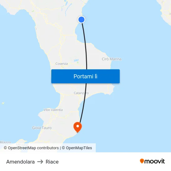Amendolara to Riace map