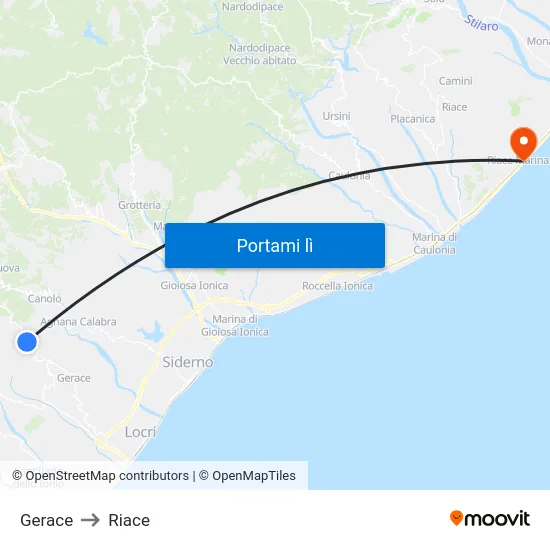 Gerace to Riace map