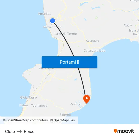 Cleto to Riace map