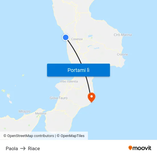 Paola to Riace map