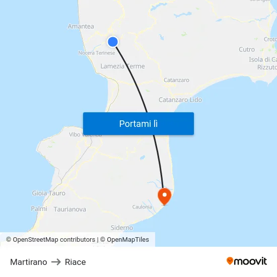 Martirano to Riace map