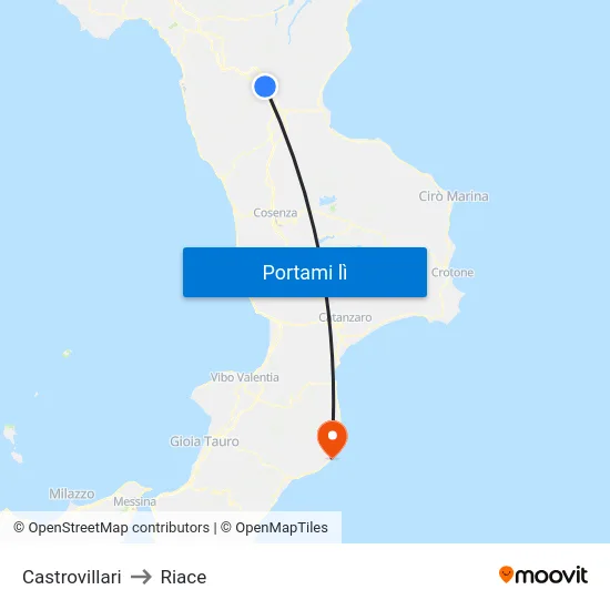 Castrovillari to Riace map