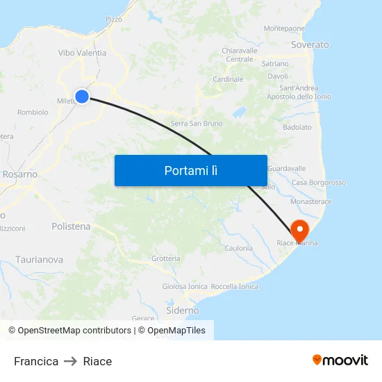 Francica to Riace map