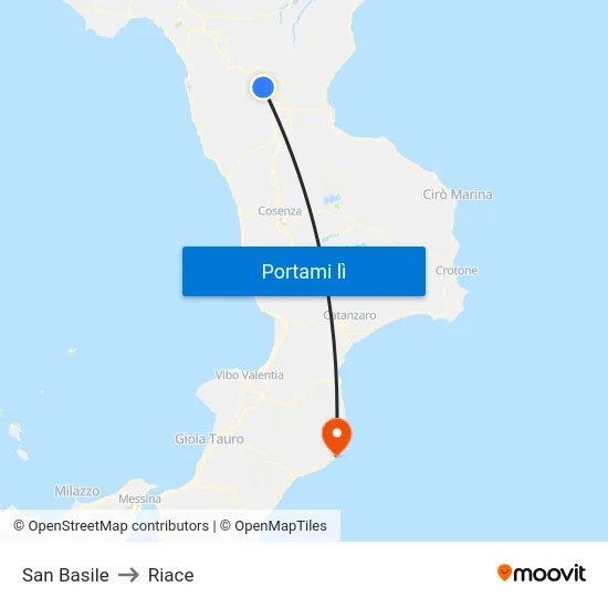San Basile to Riace map