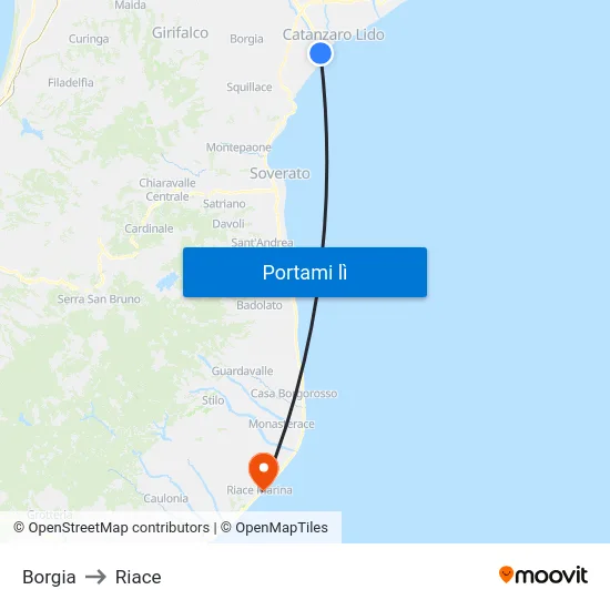 Borgia to Riace map