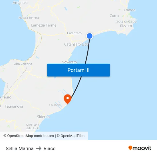 Sellia Marina to Riace map