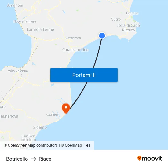 Botricello to Riace map