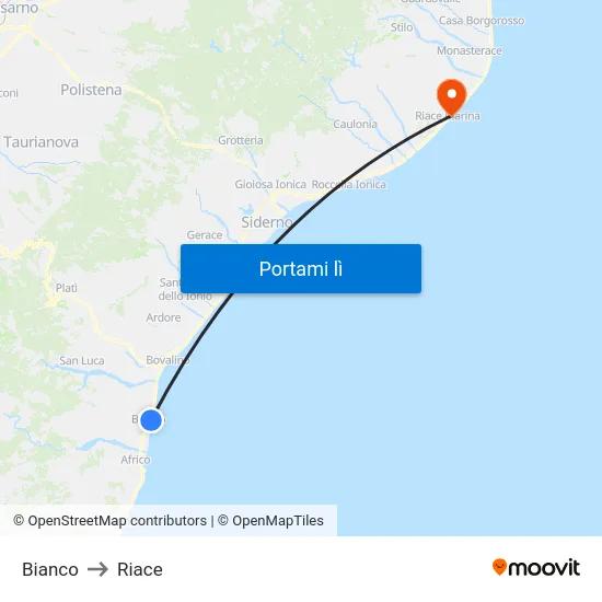 Bianco to Riace map