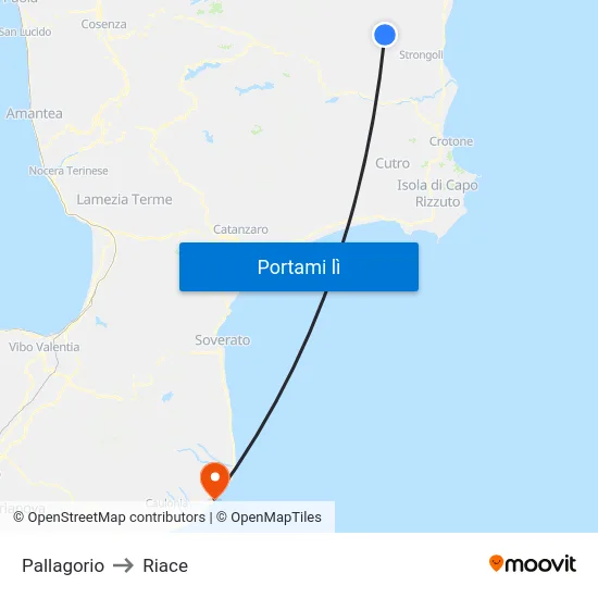 Pallagorio to Riace map