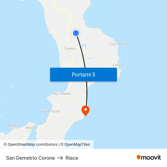 San Demetrio Corone to Riace map