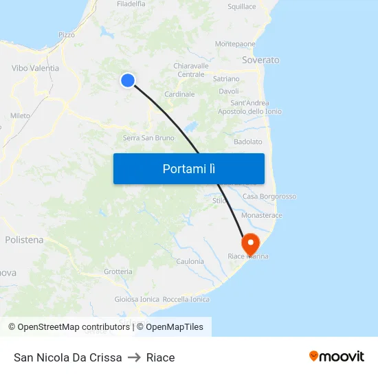 San Nicola Da Crissa to Riace map