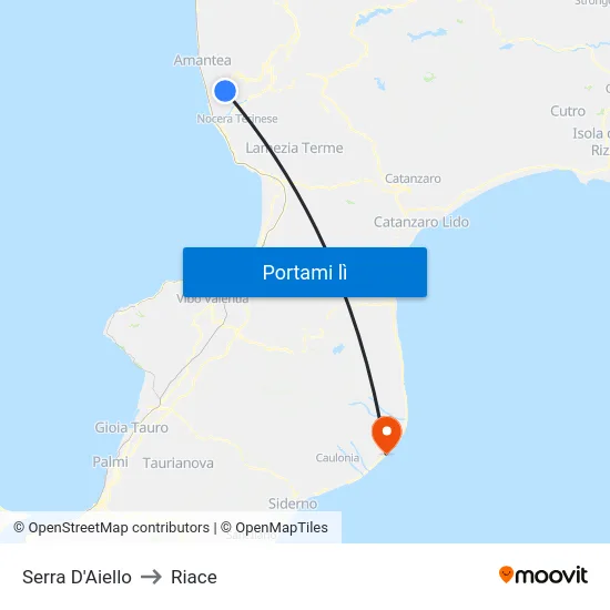 Serra D'Aiello to Riace map