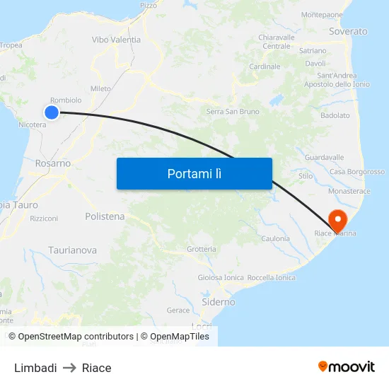 Limbadi to Riace map