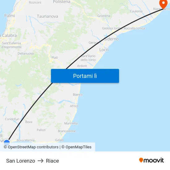 San Lorenzo to Riace map