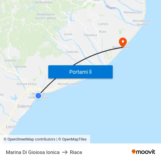 Marina Di Gioiosa Ionica to Riace map