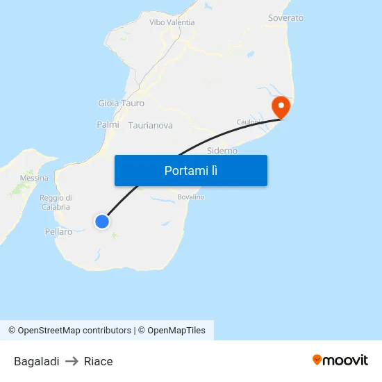 Bagaladi to Riace map