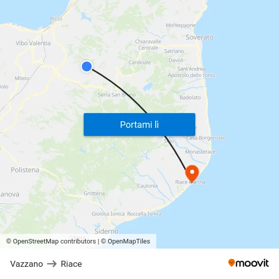 Vazzano to Riace map