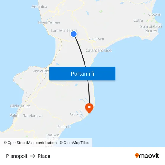 Pianopoli to Riace map