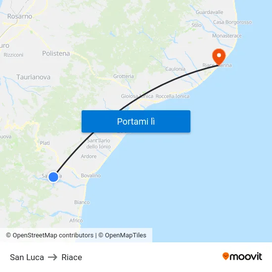 San Luca to Riace map