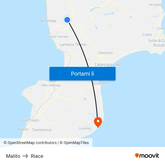 Malito to Riace map