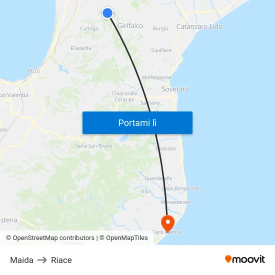 Maida to Riace map