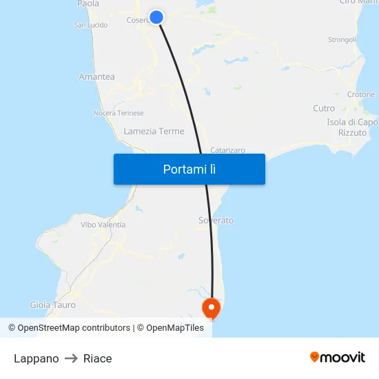 Lappano to Riace map